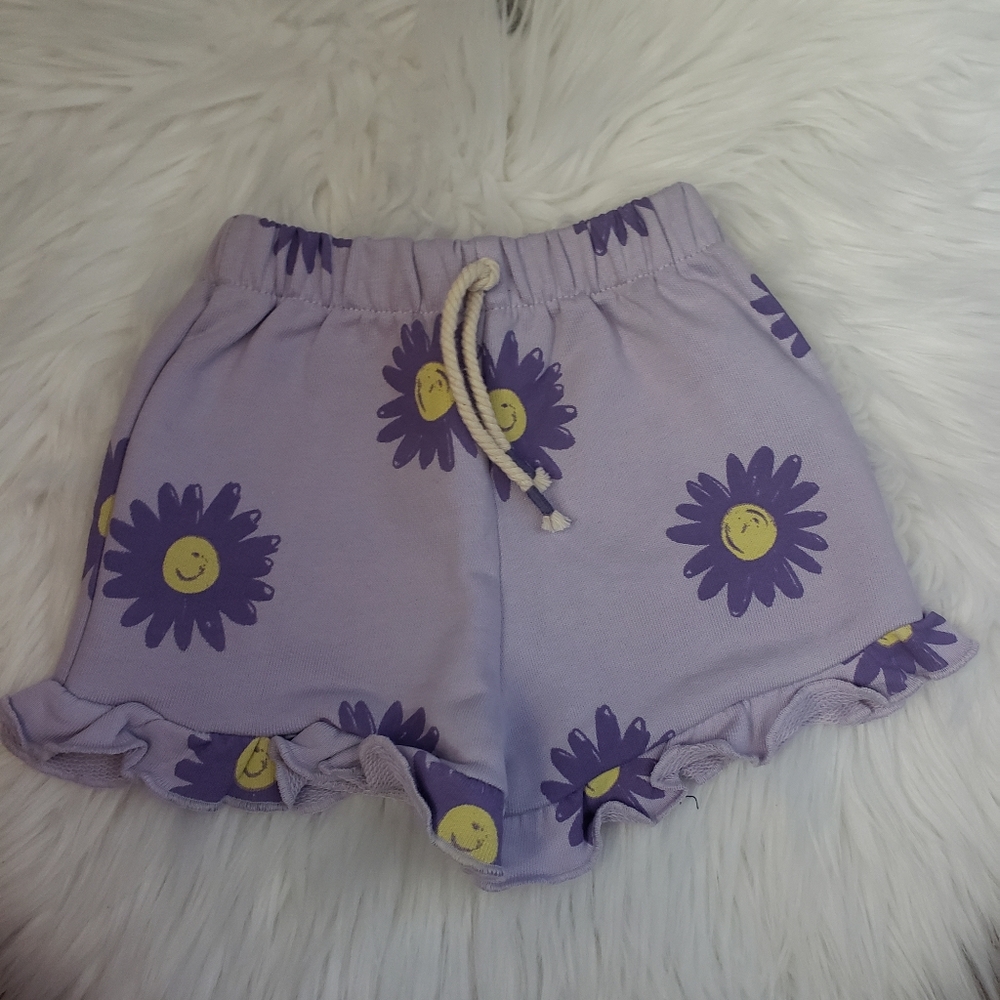 Zara Lilac Floral Smiley-Print Shorts